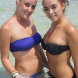 hotties having fun showing their tits on the beach #8