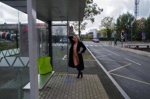 broke french slut is waiting for the bus